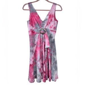 Sleeveless pink party dress, S, fitted bodice flowy skirt, midi Sexy Pretty
